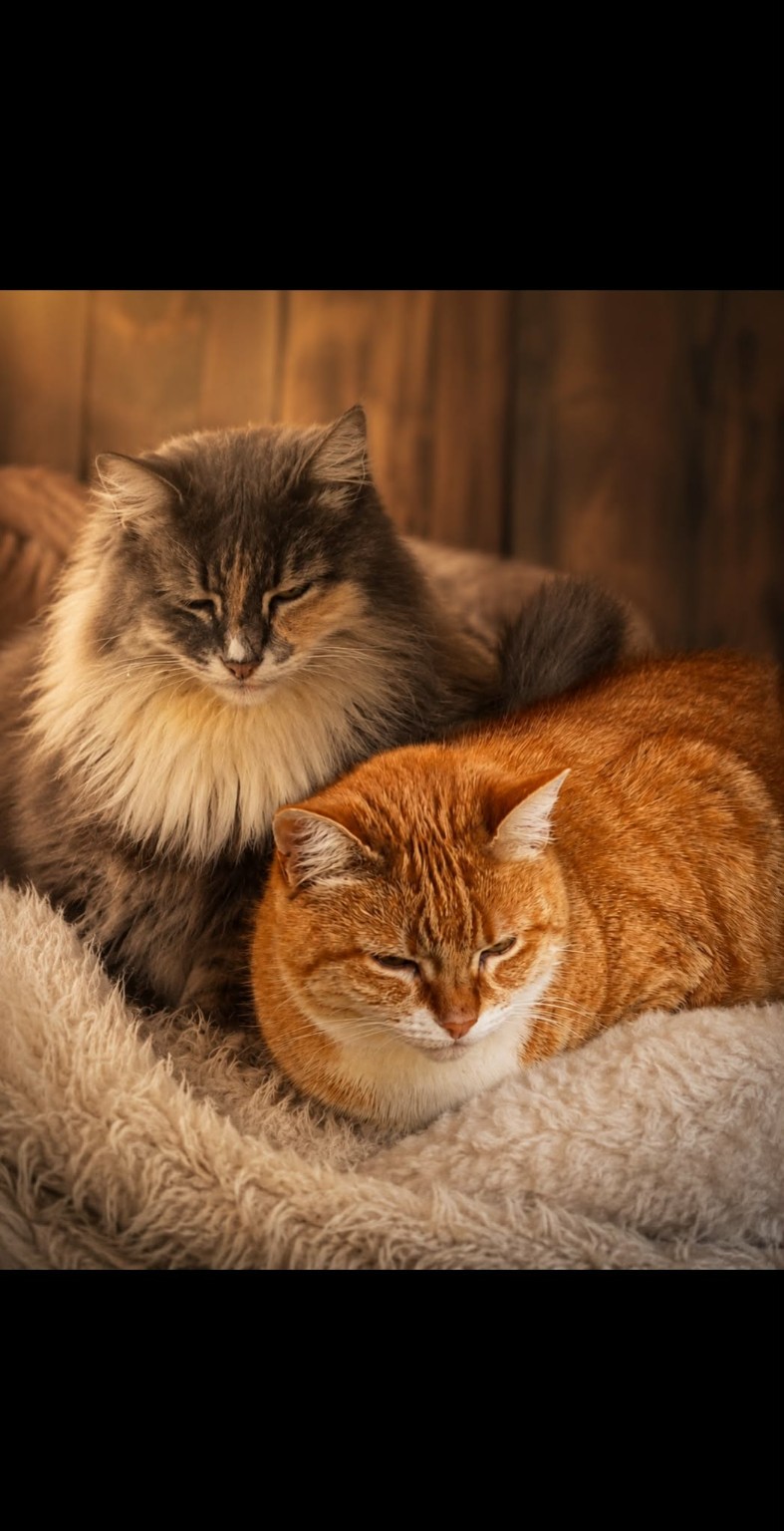 Smokey resting beside her daughter Gidget