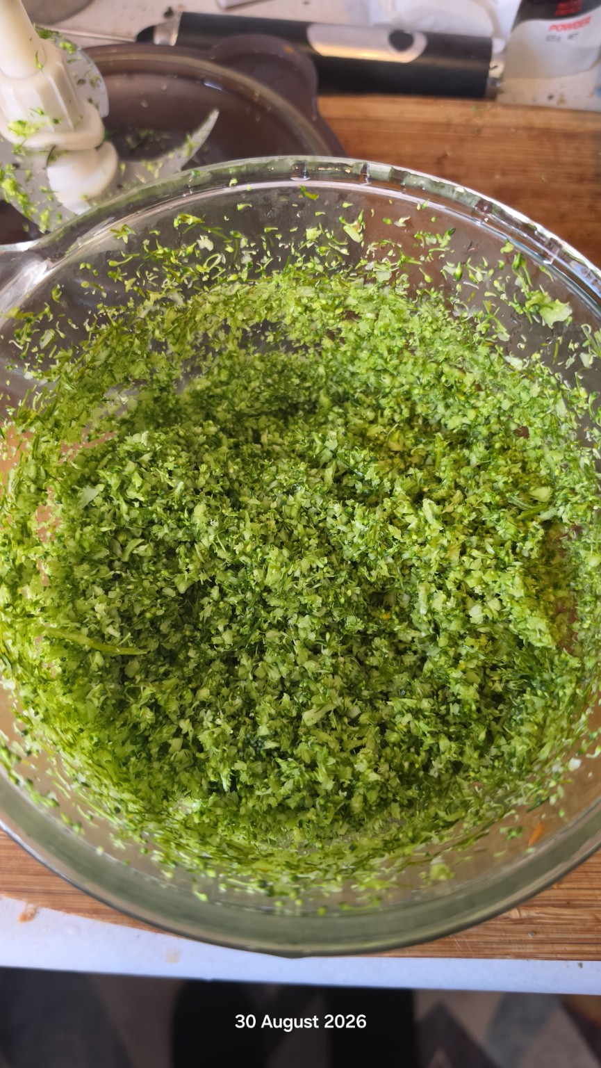 Finely chopped broccoli and dill